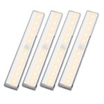 LE LED Motion Sensor Closet Lights, 10 LED Wireless Under Cabinet Lighting, Stick-on Anywhere Night Light Bars with Magnetic Tape for Closet Cabinet Wardrobe Stairs, Battery Operated, 4 Pack