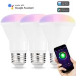LOHAS Smart Bulb, WIFI Light Bulb LED, BR20 Smart LED Lamp Bulb, Multi Color Dimmable, Smart phone Control, Compatible with Alexa and Google Home, 3 Pack