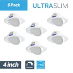 Nadair SL4-550SW-6WH3K 6 Pack LED 4″ Ic Rated Dimmable Gimbal Ultra Slim Recessed Panel Light with Junction Box, 9W, 550 Lumens, 3000K Warm Energy Star Finish, White