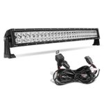 LED Light Bar AUTO 4D 32 Inch Work Light 300W with 8ft Wiring Harness, 30000LM Straight Offroad Driving Fog Lamp Marine Boating Light IP68 WATERPROOF Spot & Flood Combo Beam, 2 Year Warranty