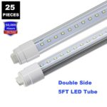 JESLED 360 degree T8 T10 T12 5ft 36w R17D/HO base, led outdoor tubes for double sided signs 6000K Cool White Clear Cover (25-Pack)