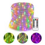 GreenClick LED Twinkle Rope Light Battery Operated 120 LEDs Color Changing Rope Lights With Romote Timer Waterproof 45Ft 8 Mode String Lights For Patio, Yard, Parties, Wedding