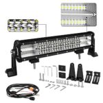 LED Light Bar, Autofeel 15 inch Quad Row Driving Lights Spot Flood Combo Beam Light Bar of Road Lights with Mounting Brackets and Wiring Harness-1 Year Warranty