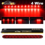Partsam 15″ Red Hi Mount Center ID Bar 11 LED Stop Turn Tail Light Trailer Truck 4 Wires