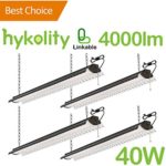Hykolity 4FT 40W Linkable LED Shop Light with Pull Chain, 4000lm Hanging Garage Utility Light with Cord, Diamond Plate Design 5000K Workbench Light, 64w Fluorescent Fixture Replacement, ETL – 4 Pack