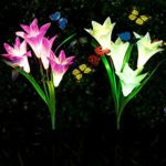 Adamluvs Solar Flowers,Solar Flower Stake Lights for Garden, Color Changing Solar LED Flower lights with 12 Pcs Butterfly Stakes for garden, patio, backyard decorating (purple & white)