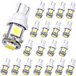 T10 LED Light Bulb White – MuHize 6000K Super Bright DC 12V 5SMD (2018 New Design), Replacement W5W 194 168 2825 Lamp, for Car RV Interior Map Dome Lights, 2 Years Warranty (Pack of 20)