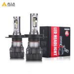 Alla Lighting S-HCR 2018 Newest Version 10000 Lumens Extremely Super Bright Cool White High Power SUPER Mini H4 9003 HB2 LED Headlight Bulb All-in-One Conversion Kits High Low Beam Headlamp Bulbs Lamp