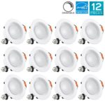 Luxrite 4 Inch LED Recessed Light, 10W (60W Equivalent), 5000K Bright White, 800 Lumen, Dimmable, Retrofit LED Can Light, Energy Star & UL, Damp Rated – Perfect for Kitchen, Bathroom, Office (12 Pack)