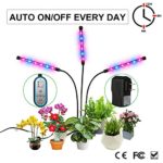 Grow Light, Auto ON & Off Every Day with Two-Way Timer 36W Triple Head Growing Lamp for Indoor Plants, High Power LED, 8 Dimmable Levels, 4/8/12H Memory Timing for Hydroponics Greenhouse Gardening