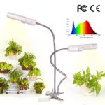LED Grow Light for Indoor Plant, Relassy 45W Full Spectrum Grow Lamp, Dual Head Gooseneck Plant Ligh with Replaceable Grow Light Bulb,Double Switch, Professional for Seedling Growing Blooming Fruiting