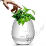 JULED Music Flowerpot, Touch Plant Piano Music Playing Flowerpot Smart Multi-color LED Light Round Plant Pots Bluetooth Wireless Speaker whitout Plants (White)