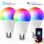 Novostella Smart Light Bulb, RGBCW Wi-Fi LED Bulb A19[7W 600LM] Dimmable Multicolored Lights, No Hub Required, Works with Amazon Alexa and Google Home, 60W Equivalent (3 Pack)