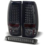 For 99-02 Chevy Silverado GMC Sierra Smoked Philips-Lumiled LED Tail Lights + Smoked LED 3Rd Brake Lamps