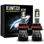 BEAMTECH 9007 LED Headlight Bulbs,6500K 10000 Lumens Extremely Super Bright Hi/Lo 30mm Heatsink Base CSP Chips Conversion Kit,Xenon White