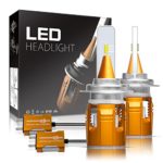 H7 LED Headlight Bulbs Autofeel 8000LM Super Bright Car Exterior White Light Built-in Driver Lamp All-in-One Conversion Bulb Kit with Cool White Lights – 1 Year Warranty