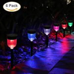 GELOO LED Solar Light Outdoor, 6 Packs Waterproof Solar Garden Light with 7 Color Changing, Auto On/Off Outdoor Solar Landscape Lights/Pathway Lights for Lawn, Yard, and Driveway