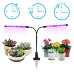 Plant Grow Lights 18W Dual Head, GEARGO 36 LED 5 Dimmable Levels for Indoor Plants with Red/Blue Spectrum, Adjustable Gooseneck [2018 Upgrade Version 3/6/12H Timer]