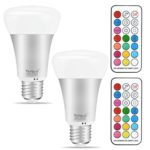 Yangcsl E26 LED Color Changing Light Bulb, 10W Dimmable RGB LED Light Bulbs with Remote Control, 60 Watt Equivalent (Pack of 2)