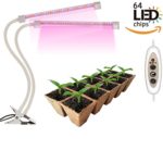 [PREMIUM] Grow Light For Indoor Plants,(64 – 20W- LED’s) Dual Head Grow Lamp Reaches Peak Length Spectrum For House Plants And Hydroponic Garden | Adjustable Gooseneck- 3/6/12Hr Timer (12Vplugin)