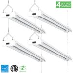 Sunco Lighting 4 PACK – ENERGY STAR – 4ft 40W LED Utility Shop Light, 4000lm 120W Equivalent, Double Integrated LED Fixture, Ceiling Light, Garage, Clear Lens (5000K -Daylight)