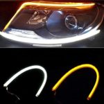 2Pcs 24 Inches Dual Color White/Sequence Amber LED Strip Light, YANF Waterproof Car Flexible Daytime Running Light Strip DRL Switchback Headlight and Turn Signal Light Tube – Easy Paste Install
