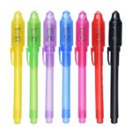 Arctic Fish 14 Pack Invisible Disappearing Ink Pen marker Secret Spy Kids Message Writer with LED UV Light Fun for Party Favors Ideas Gifts stocking stuffers(7 colors, 14 pack)
