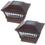 GreenLighting Aluminum Solar Post Cap Light 4×4 Wood or 5×5 PVC (Bronze, 2 Pack)