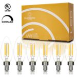 Dimmable LED Candelabra Light Bulbs: 4 Watt, 2700K Teardrop Lightbulbs for Indoor Lamp, Chandelier, Ceiling Fan or Outdoor Porch Lights – 400 Lumen Warm White Retro Filament Lightbulb Set – 6 Pack