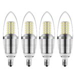 Bogao 4 Pack LED Candelabra Bulb, 12W Daylight White 6000K LED Candle Bulbs, 85-100 Watt Light Bulbs Equivalent, E12 Candelabra Base,1200Lumens LED Lights,Torpedo Shape