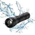 Tactical Zoomable LED Flashlight, Mini XM-L2 1200 Lumens Waterproof IPX5 Adjustable Flashlight Rechargeable 18650 Lithium Battery with Charger (Black)