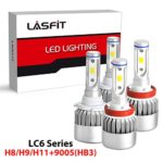 LASFIT H11 9005 HB3 LED Headlight Bulbs Combo Package (2 sets) Flip COB Chips-120W 15200LM Hi Low Beam 6000K Xenon White Light