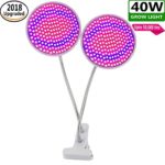 40W Plant Grow Light with 400 LED Bulbs – Dual Head Indoor Plants Growing Light Lamp with 360º Adjustable Gooseneck – Use For Indoor Hydroponic Greenhouse Gardening