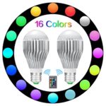 TENLION E26 RGB LED Light Bulbs, 60 Watt Equivalent 16 Color Changing 10W Led Light Bulb with Remote,Dimmable | 2-Pack