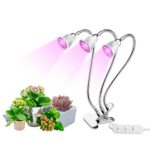 Plant Grow Light, TGGOUS Led Three Head Grow Lamp Bulbs 15W with Separate Switch and Adjustable Gooseneck 360 Degree for Indoor Plants Flowers Vegetables Seed Starting Succulents Greenhouse (Silver)