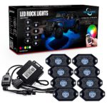 MICTUNING RGB LED Rock Lights with Upgraded APP Bluetooth Controller, Timing Function, Music Mode – 8 Pods Multicolor Neon LED Light Kit