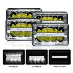 4X6 INCH Rectangular Sealed Beam LED Headlights CREE Chips Hi/Lo Beam w/DRL Replace for H4651 H4652 H4656 H4666 H4668 H6546 Truck Kenworth Peterbilt FREIGHTLINER Western Star Ford Mustang Chevy Camaro