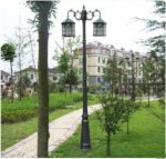 6.7 foot high outdoor solar lamp post with two heads and LED Lights in BRONZE finish SL-3801bronze2.2