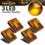 Partsam 4pcs AMBER Square Clearance Side Marker Light Trailer RV w reflex refector, 2-4/5″ Rectangular amber stud-mount Led marker lights Reflectorized