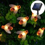 All_Star Solar Powered Honey Bee String Lights，30 LED Solar String Lights Outdoor Honeybee Fairy String Lights for Garden Patio Flower Trees Lawn Landscape(Warm White)