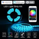 LED Light Strip RGB Strip Lights LED Tape Lights Compatible with Alexa/Google Home Waterproof 12V 5050 RGB Flexible Rope Light Kit Smart Phone APP Remote Controlled Light for Indoor Outdoor Home