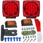 LED Trailer Light Kit – Rose CAR 12V Trailer Tail Light Kit Universal Waterproof Easy Assembly | Attachable Tail Lights with Wiring Harness, License Plate Bracket, Reflective Stickers