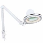 Brightech LightView PRO LED 2.25x Magnifying Glass Clamp Lamp: Daylight Bright Lighted Lens – Dimmable, Adjustable Color Temperature Utility Light for Desk, Table, Task, Craft, Workbench –White