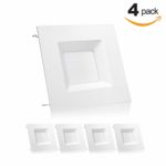 Parmida (4 Pack) 6 inch Dimmable LED Retrofit Recessed Downlight, 15W (100W Replacement), Square Trim, 5000K (Day Light), 1040LM, ENERGY STAR & ETL, LED Ceiling Can Light Fixture