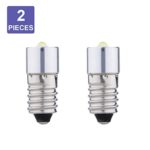 FALANFA 1W 3V DC E10 Base LED Upgrade Bulb Replacement for Headlamps & other Lanterns,Flashlights Torch LED Conversion Kit Bulbs Pack of 2