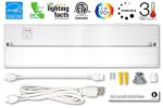 Britelum 14 Inch, 3-in-1 Color Temperature: Dimmable LED Under Cabinet Lighting; 2700K/ 3500K/ 4000K w/ CRI90+, Hardwired or Plug In, Energy Star, CA T24,& ETL Listed, 120V 7W 360 Lumens, White Finish