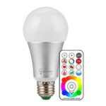 LumenBasic RGBW LED Bulb E26 E27 10w Color Changing Light Bulbs and Daylight White Color with Remote Control and Wall Switch Control Function