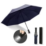Monstleo LED Flashlight Umbrella, Compact Travel Umbrella,Fully-Automatic Folding Umbrella with Rotating Led Lighting Handle (Sapphire)