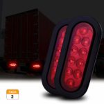Racol Tail Brake Light Oval Red 2pcs 6″ 10-LED for Trailer Truck Boat Bus Marker Lights Sealed Surface Mount 12V Waterproof for RV Jeep Trucks