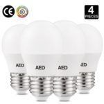 AED Lighting 3W LED Bulbs, 25W Incandescent Bulb Equivalent, Not Dimmable 250lm, Neutral White 4000K, G14 E26 Base LED Light Bulbs, 4-Pack